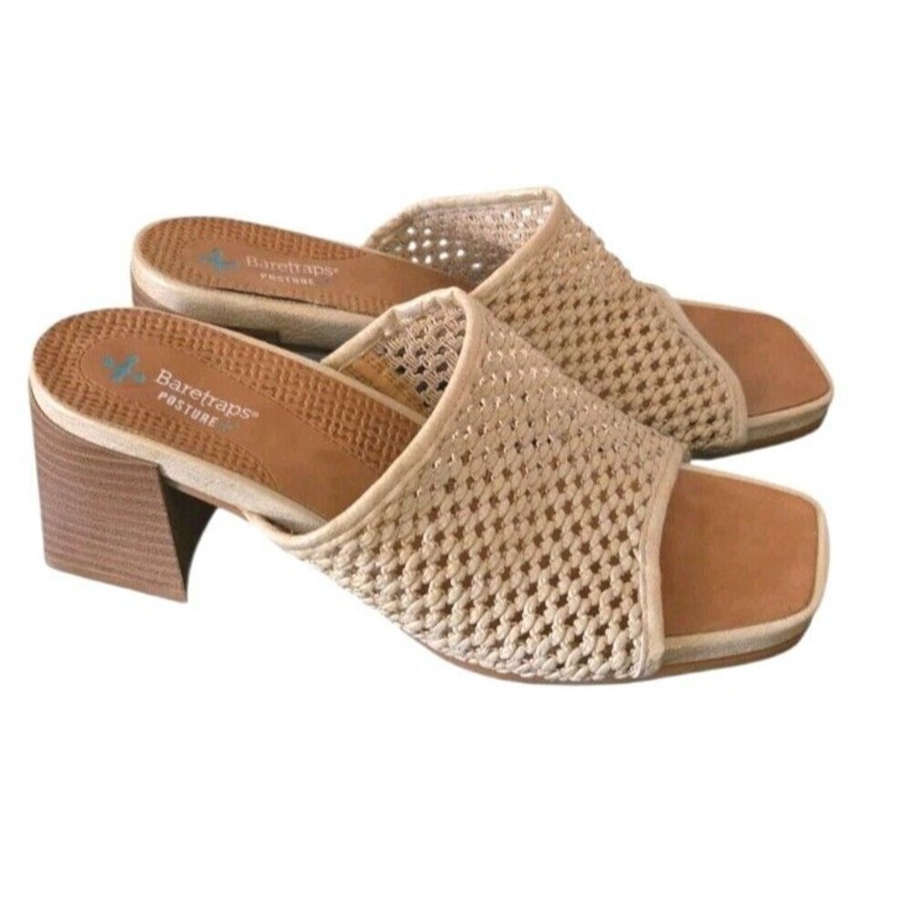 Baretraps Posture Brenda Sandals Size 9.5M Beige Mettalic Comfort